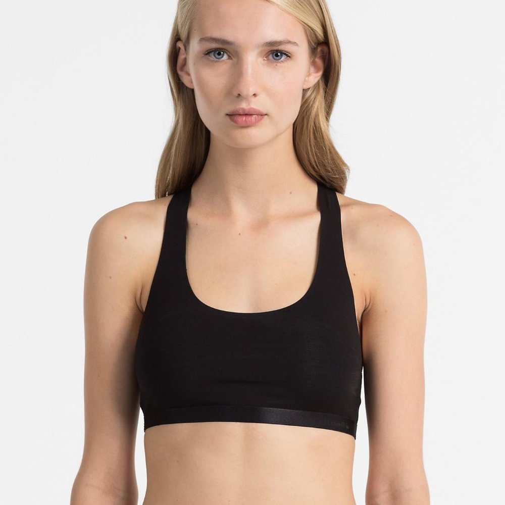 NWT CK Black Structure Cotton Unlined Racerback Br